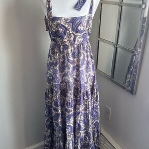 Zimmermann One Shoulder Purple and Cream Dress